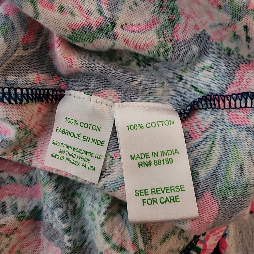 Lilly Pulitzer Girls V-Neck Tiered Dress • Fan Sea Pants Print • M - Picture 7 of 8